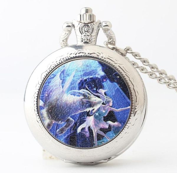 

vintage pocket watch quartz pendant antique necklace chain04805916, Slivery;golden