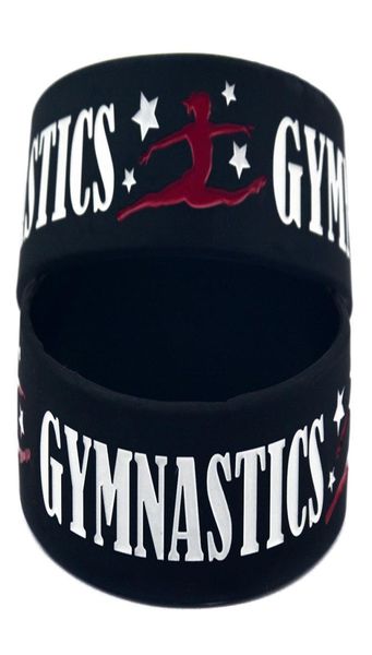 

50pcs gymnastics silicone rubber bracelet one inch wide sports gift soft and flexible black size8226548