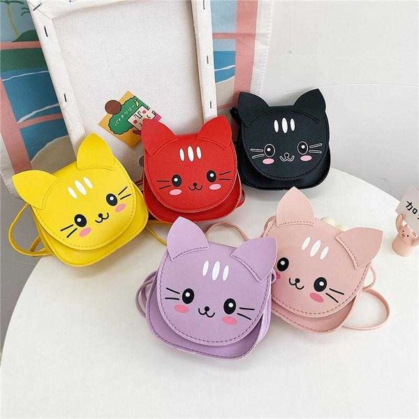 

kids messenger bag kitty shape coin purse boys and girls, Red;black