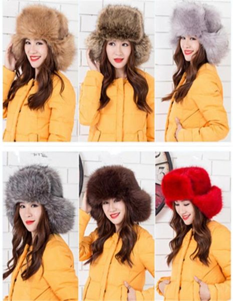 

wholeygsmz014 oversized plush warm ear hat warm fur cap leather grass hats artificial fox fur hat to keep warm ear caps bomb8210380, Blue;gray