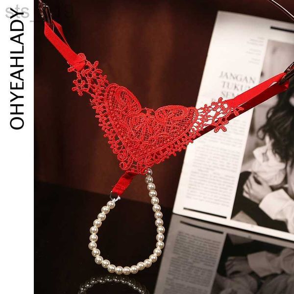 

briefs panties ohyeahlady women pendant thong embroidery pearl g string adjustable panties low waist underwear beadstanga massage lingerie j, Red;black