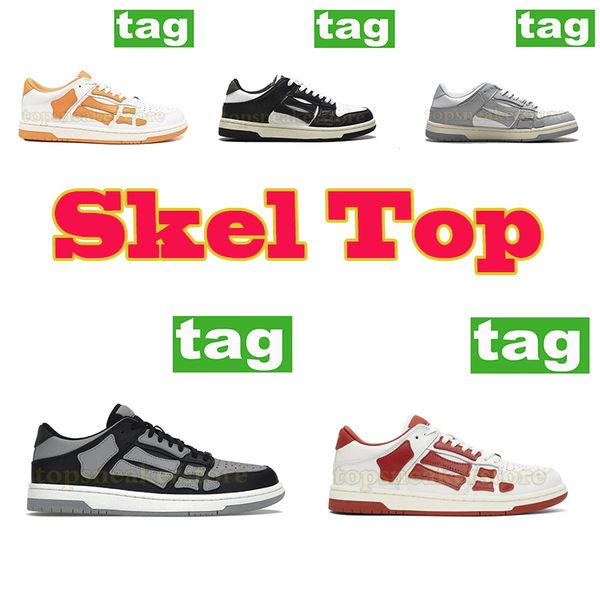 

skel casual shoes designer skel-mens sneakers low genuine leather sneaker men women shoe bones skeleton applique upper low-cut runner womens, Black