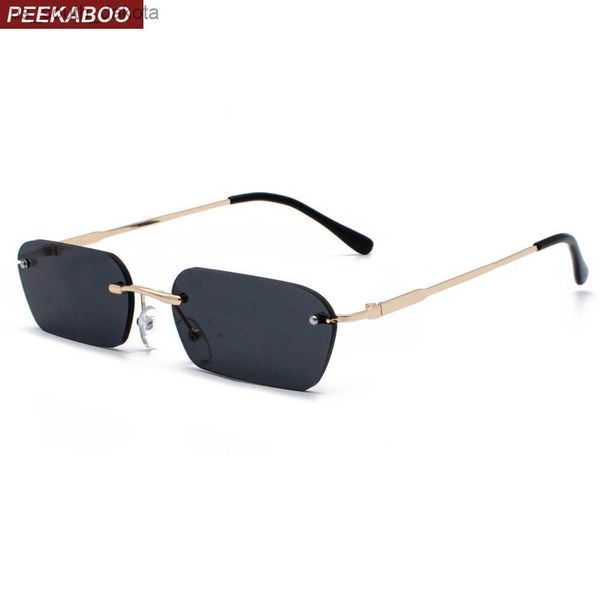 

sunglasses peekaboo rimless rectangle sunglasses women clear color 2019 summer accessories square sun glasses for men small size uv400 l2305, White;black