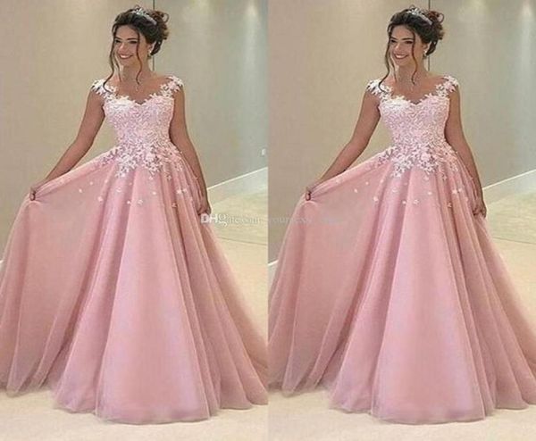

rose pink arabic prom dresses v neck appliques lace chiffon satin floor length backless evening party dress plus size formal8455660, Black
