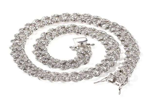 

mens gold miami cuban link chains fashion hip hop iced out chain hiphop necklace jewelry 12mm9556107, Silver