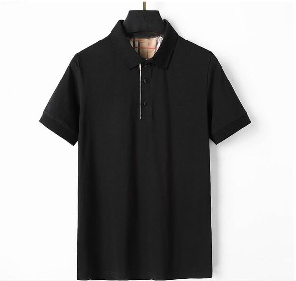 

fashion mens polos t shirt mens brand cotton geometric checker print summer baggy lapel short sleeve classic comfortable casual business shi, White;black