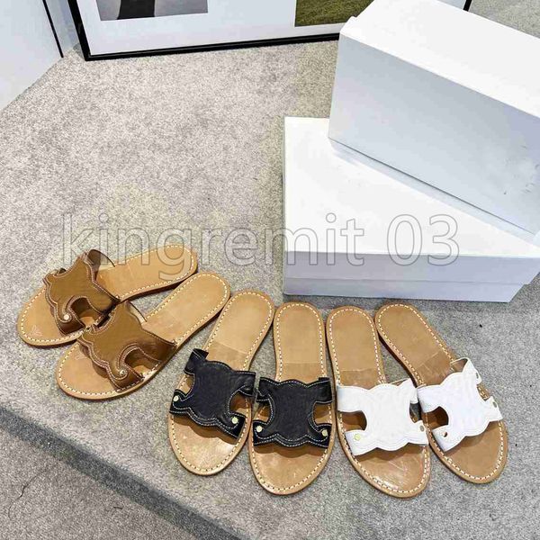 

designer sandals women tippi vegetable tanned cow leather sandal flat shoes summer decoration outdoor classic casual slide open toe upper sl, Black
