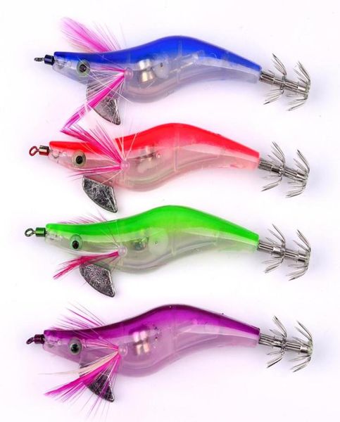 

60pcs squid jig fishing lures led electronic luminous night fishing wood shrimp lures 10cm 13g1375036