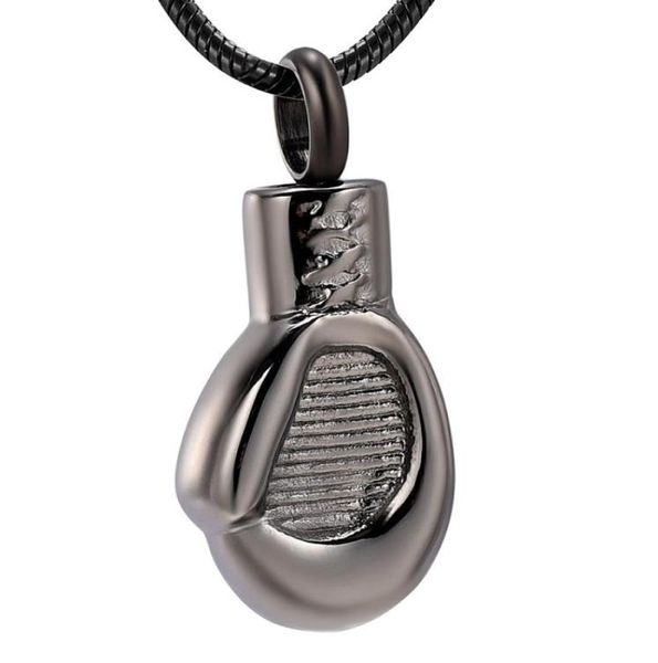 

ijd10523 stainless steel gun color boxing gloves cremation jewelry for ashes men punk urn necklace memorial keepsake ash pendant j4105829, Silver