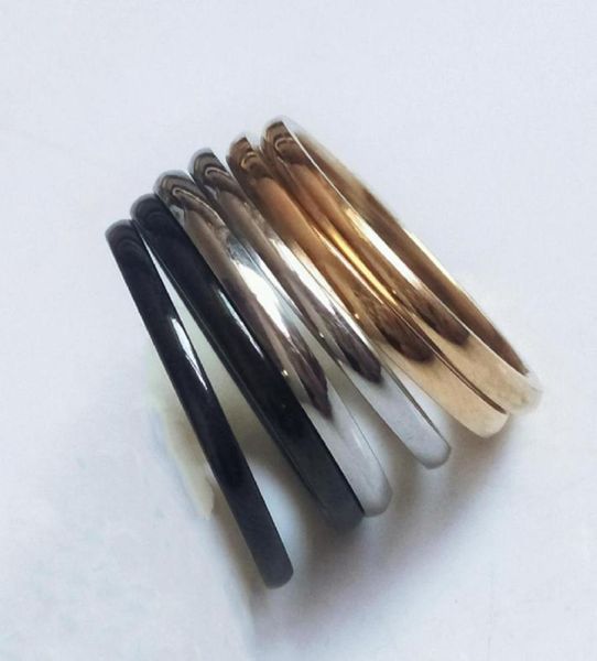 

whole 36pcs 2mm comfortable silver gold black mix stainless steel rings fashion band jewelry ring for man women wedding gifts228311994833