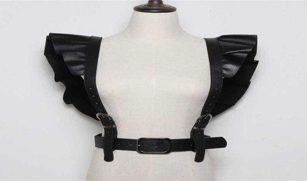 

pu leather black buckle ruffles split joint wide belt personality women new fashion tide allmatch spring 20211799921, Black;white