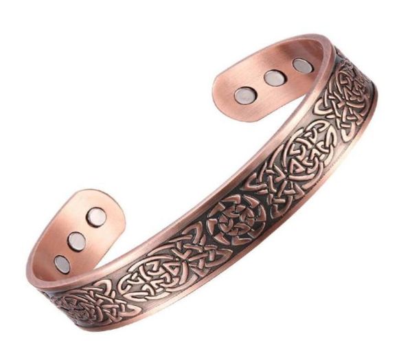 

bangle pure copper bracelets for women men energy magnetic bracelet benefits big cuff bangles health care jewelry2964491, Black