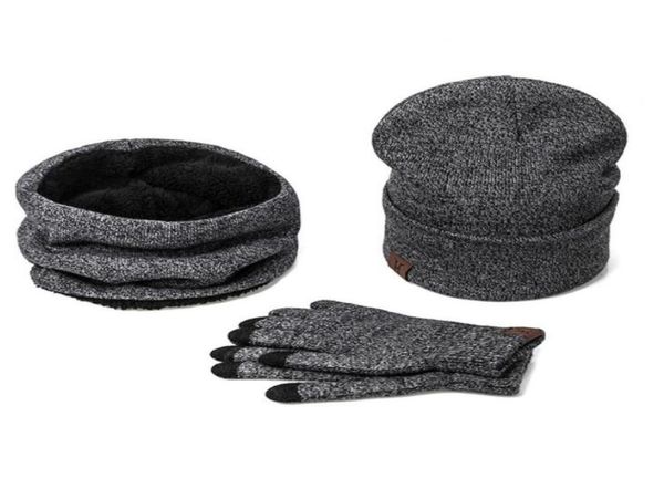

a set of men women winter hats scarves gloves cotton knitted hat scarf set for male female winter accessories 3 pieces hat scarf6432502, Blue;gray