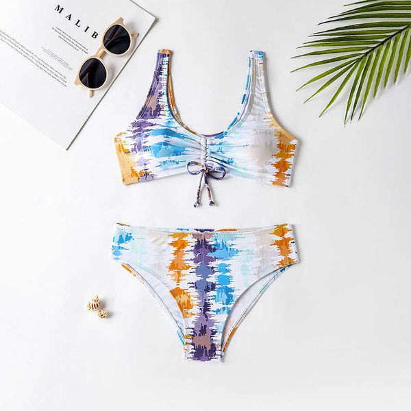 

girls' graffiti printed split swimsuit bikini spring swimsuit, White;black