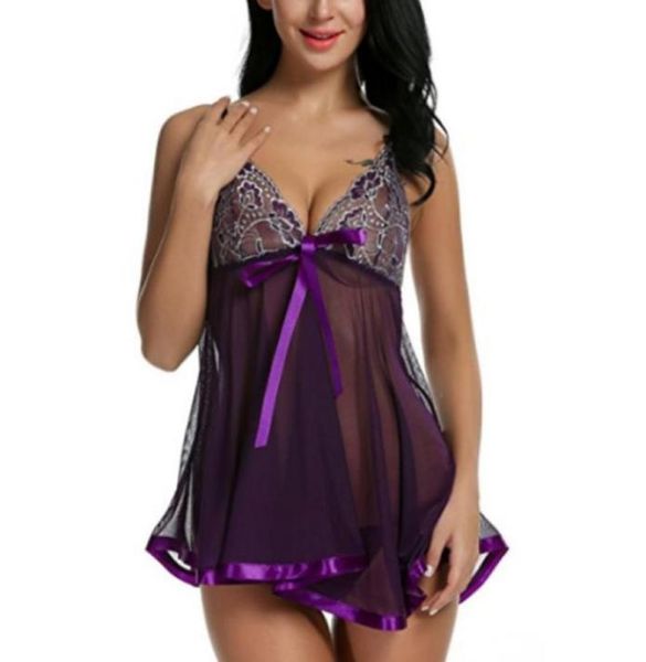 

erotic lace underwear erotic babydoll dress lingerie women lace open front night gown mini clothing c190108018894097, Red;black