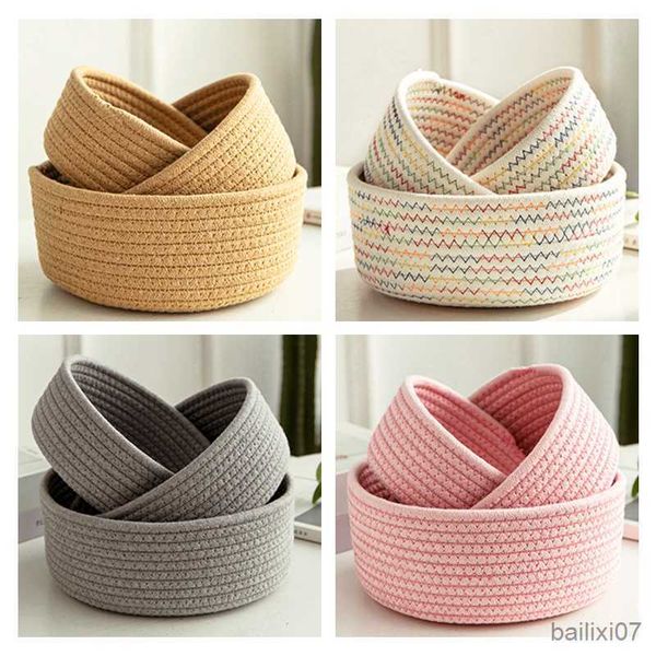 

basket cotton thread woven storage basket jewelry deskstorage box remote control small basket cosmetics finishing container