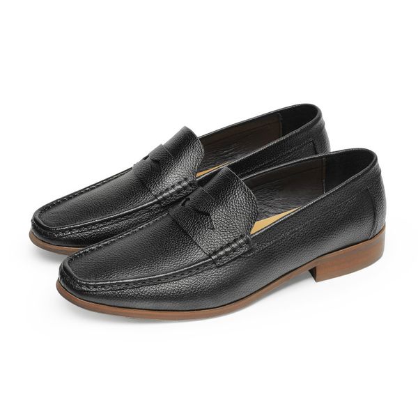 

formal loafers man luxury brand genuine leather black slip on comfort dress shoes men wedding business vintage man oxford shoes