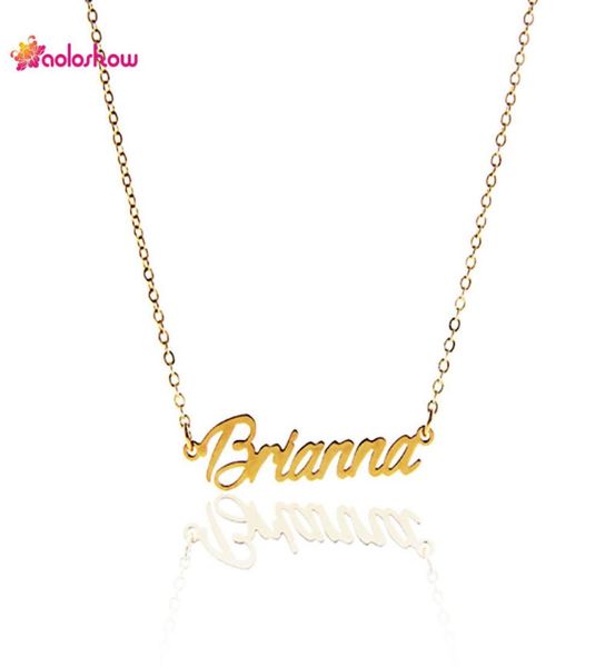 

custom name necklace for women minimalist necklace quot brianna quot stainless steel gold plating personalized pendant namepla7319306, Golden;silver