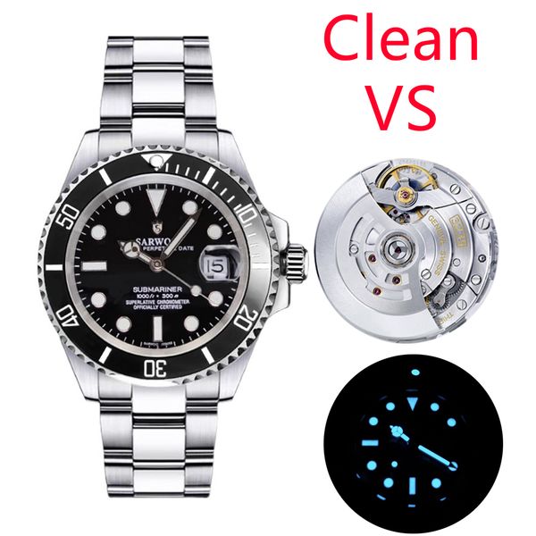 

clean vs designer automatic watch luxury men s sports watch 3235 3135 automatic mechanical 904l stainless steel submarine automatic watch su, Slivery;brown