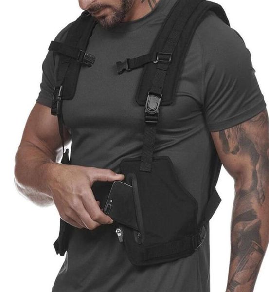 

streetwear tactical vest men chest rig phone bag adjustable reflective fishing cycling vest waistcoat with pockets hip hop spo9453278, Black;green