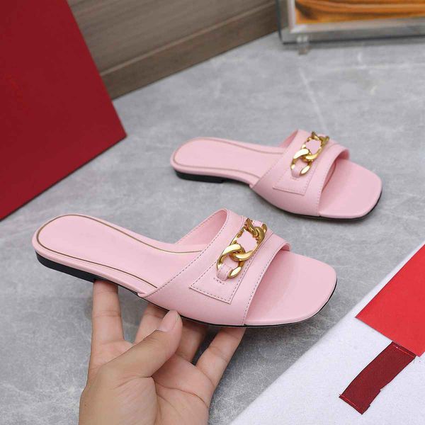 

classic slippers luxury designer valentinosity summer women's fashion flat slippers slide fashion leisuresandals h1072, Black
