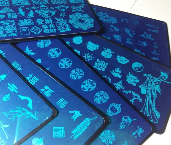 

8pcs chinese style chinoiserie china words design nail art stamping plate stamp plates image print transfer polish template w pla7373758, White