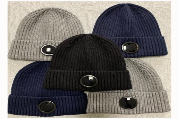 

3 colors one lens hood men women autumn winter wool knitted glasses cap outdoor sports hats couple beanies black grey blue color6005324