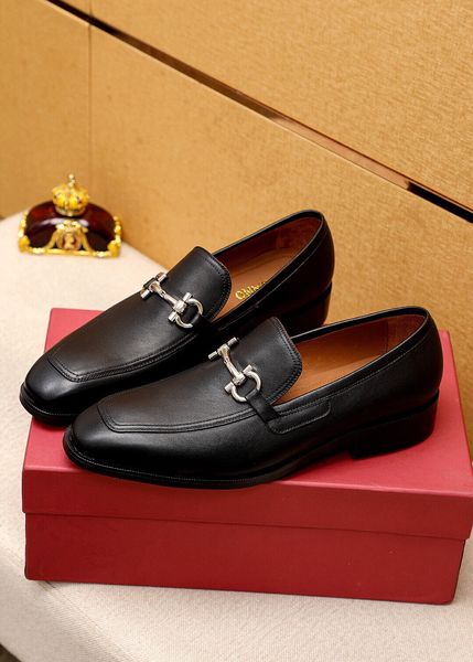 

2023 men's designer dress shoes genuine leather party wedding oxfords brand formal business brogue platform flats size 38-45, Black
