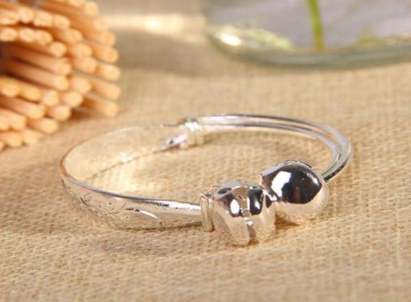 

chinese style tibet silver baby kids children jingle bell bangle bracelet jewelry adjustable wristband accessories diy gifts circl9885029, Golden;silver