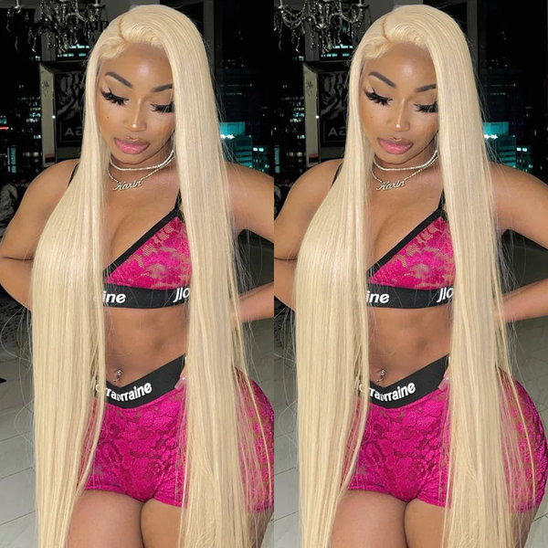 

blonde human hair wig 13x4 hd transparent lace brazilian bone straight wigs 613 lace front wigs, Black;brown