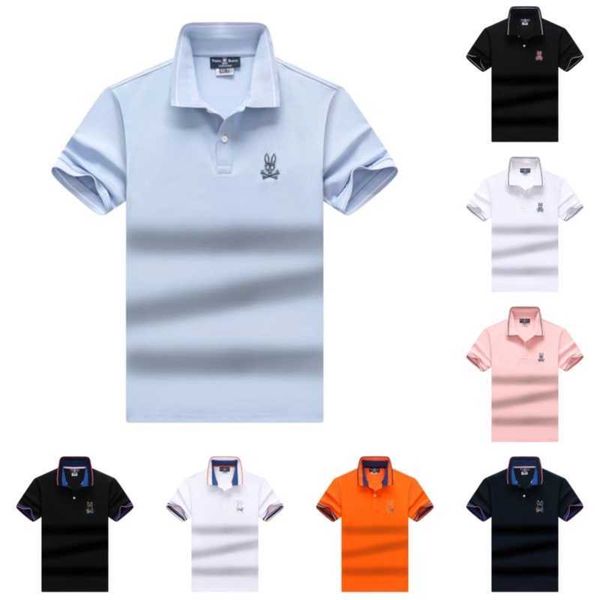 

2023 psycho bunny summer new men's skull rabbit polo shirt short sleeve cartoon embroidery collar jacquard fashion brand simple 1l1sc5y, White;black