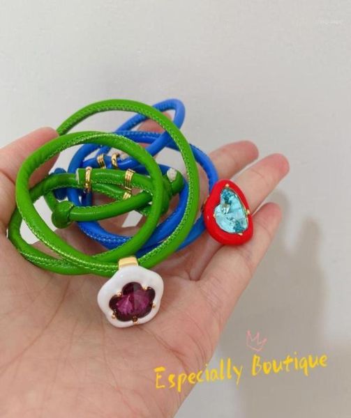 

pendant necklaces designer ins leather geometric gem fashion simple necklace clavicle chain for women candy color love heart jewel9153381, Silver