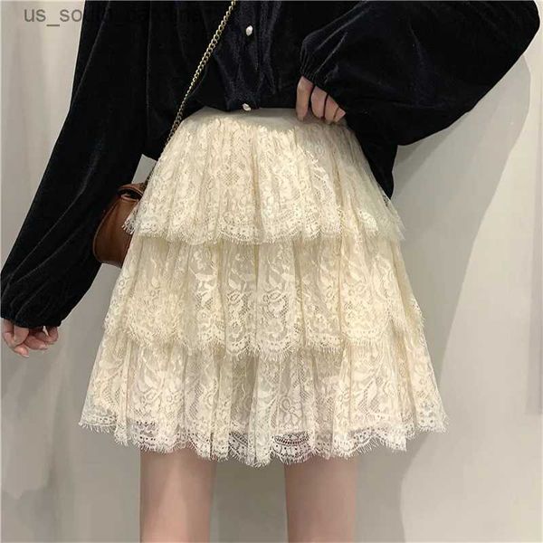 

skirts summer mini skirts high waist elegant a line pleated short skirt women korean fashion preppy style y2k lace short skirts l230522, Black