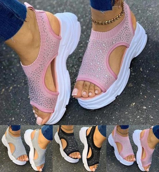 

womens walking shoes sock sneakers bling slip on lady girls modern easy shoes platform loafers11533252, Black