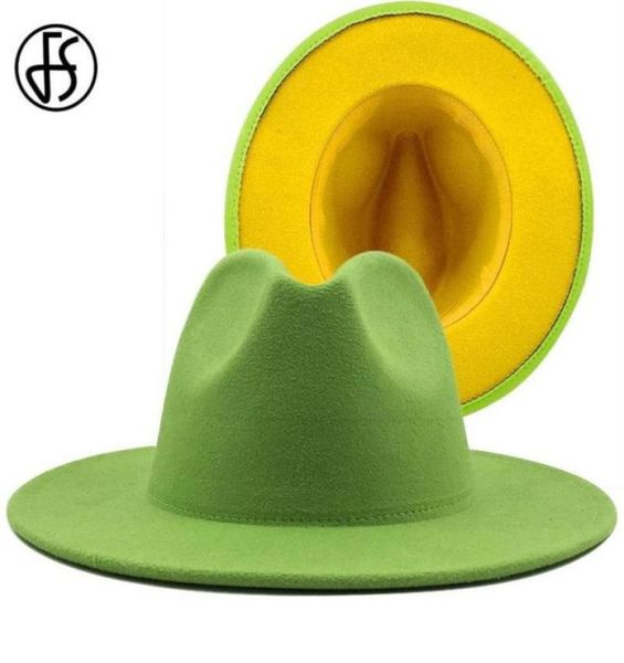 

fs 60cm green yellow brim patchwork women men wide brim wool felt fedora hats panama jazz caps party cowboy trilby gambler hat43665267536, Blue;gray