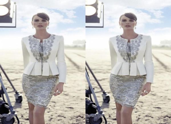 

carla ruiz 2019 mother of the bride dresses suit with long sleeve jacket trendy white satin silver lace knee length wedding guest 4466945, Black;red