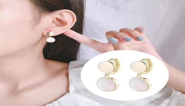 

dangle chandelier zhouyang statement earrings for women ins round shell hanging earings gold color sweet girls jewelry whole3783428, Silver