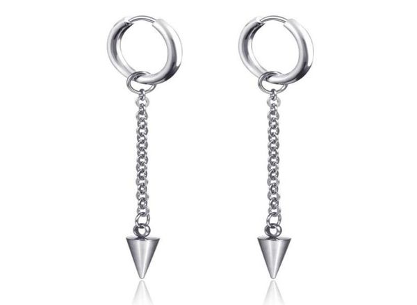 

dangle chandelier 1 pair 2pc titanium steel link chain long tassel awl drop earrings for men rock jewelry with or without ear ho6355804, Silver
