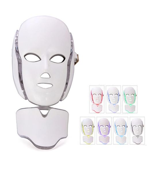 

7 color led facial and neck mask microcurrent pdt led pon face mask wrinkle removal skin rejuvenation for face and neck beauty1004292