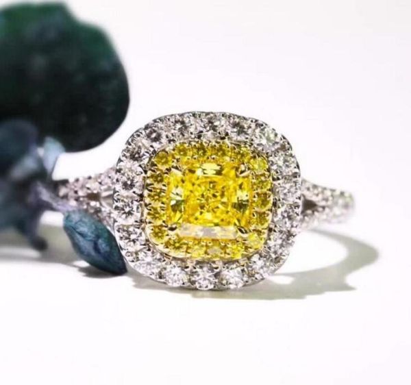 

victoria new arrival luxury jewelry real 925 sterling silver princess cut yellow z cz diamond eternity women wedding 8475570, Slivery;golden