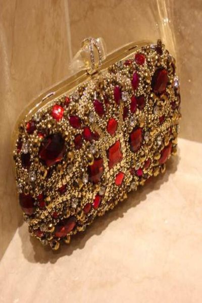 

luxury red crystals bridal hand bags evening clutch bags wedding handbag designer gold formal party beaded purse bridal accessorie3676931, Black