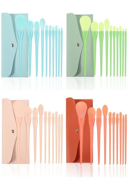 

10pcsbag makeup brushes set summer candy color foundation eyeshadow powder soft synthetic fiber beauty make up brush4307328