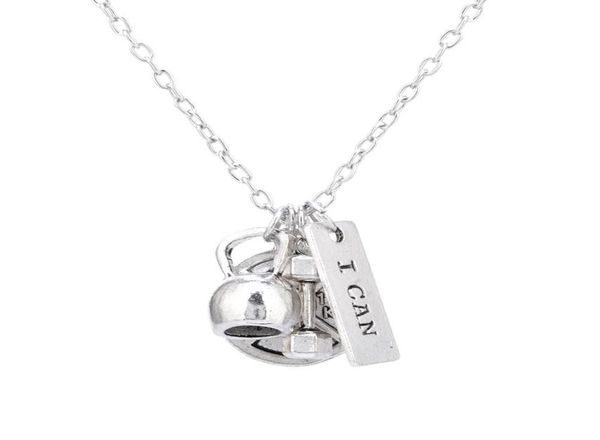 

pretty dumbbell necklace barbell gym sport fitness weight necklaces beautifully jewelry sports belief power charm necklace4517357, Silver