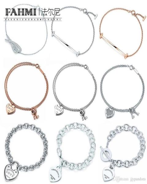 

fahmi 100 925 sterling silver original authentic classic key heart gift exquisite wedding women bracelet jewelry 257g1616968, Golden;silver