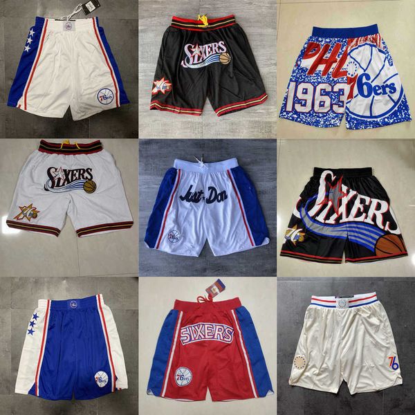 

philadelphia''76ers''men throwback basketball shorts pocket, Black