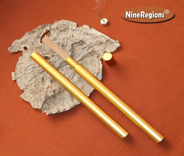 

8g 13a chinese hainan oud stick incense quality handmade natural pure strong scents smell oudh incenso golden aluminum alloy tube 2022092