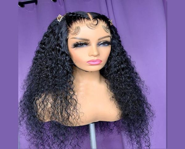 

26inch 180density natural black soft long brazilian curly part glueless lace front wig for women with baby hair daily wigs95239417106950, Black;brown