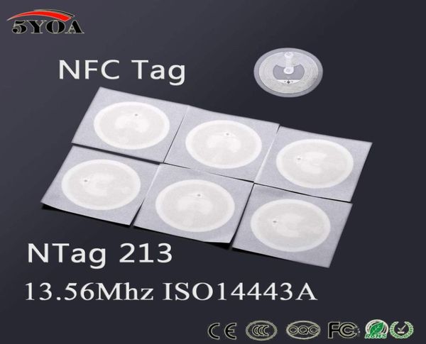 

5yoa 100pcslot nfc tag sticker 1356mhz iso14443a ntag213 key tags llaveros llavero token patrol label rfid tag badge2362153