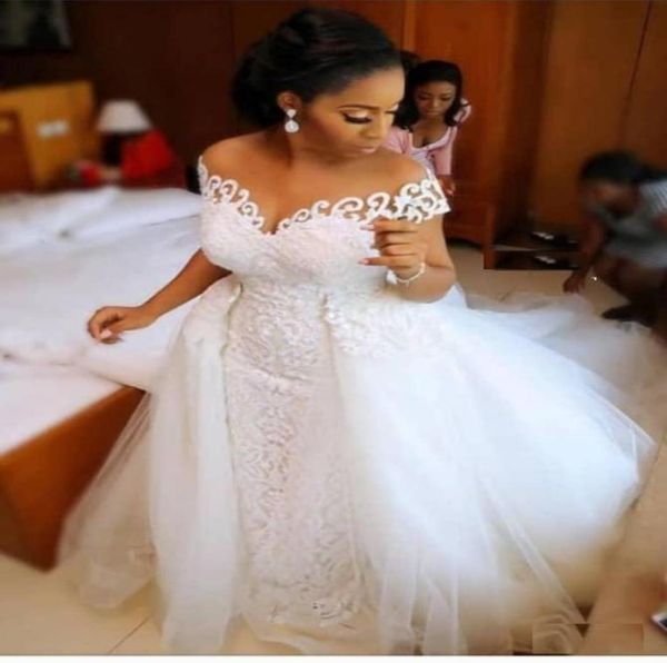 

new design detachable lace wedding dress bridal wedding gown custom made vestido de novia3893755, White