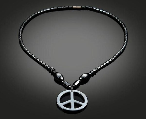

fashion simple pendant black magnet necklace and peace sign necklace for men and women 8184141, Silver